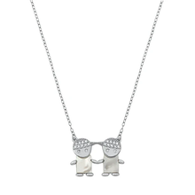 Load image into Gallery viewer, Sterling Silver Little Boys Mother Of Pearl And Clear CZ Necklace