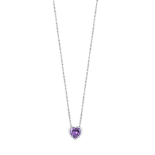 Load image into Gallery viewer, Sterling Silver Rhodium Plated Heart Amethyst CZ Necklace