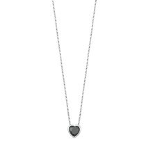 Load image into Gallery viewer, Sterling Silver Rhodium Plated Heart Black CZ Necklace