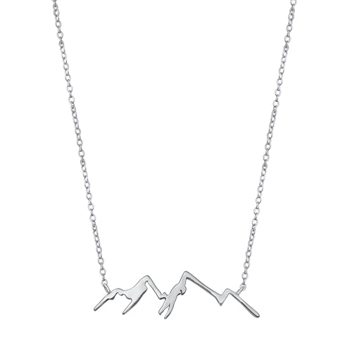 Sterling Silver Rhodium Plated Mountain Necklace