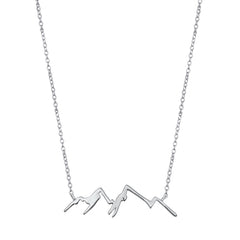Sterling Silver Rhodium Plated Mountain Necklace
