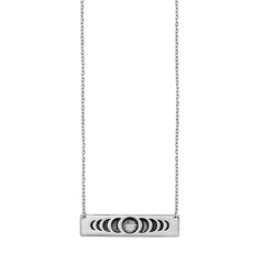 Sterling Silver Moon Phases Bar Necklace