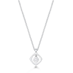 Sterling Silver Rhodium Plated Happy Face Necklace