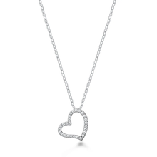 Load image into Gallery viewer, Sterling Silver Rhodium Plated Heart Clear CZ Necklace