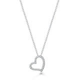 Sterling Silver Rhodium Plated Clear CZ Heart Necklace