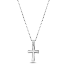 Load image into Gallery viewer, Sterling Silver Rhodium Plated Cross Necklace