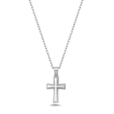 Sterling Silver Rhodium Plated Cross Necklace