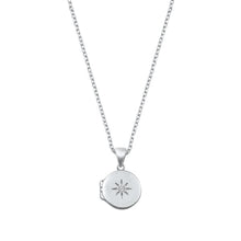 Load image into Gallery viewer, Sterling Silver Rhodium Plated Clear CZ Star Locket Necklace