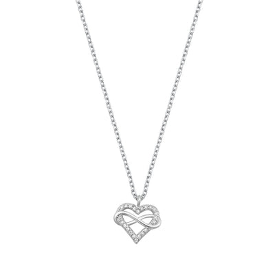 Sterling Silver Rhodium Plated Clear CZ Heart Necklace