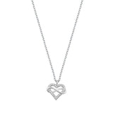 Sterling Silver Rhodium Plated Clear CZ Heart Necklace