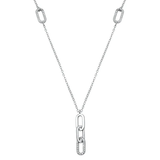 Sterling Silver Rhodium Plated Hook Lock Clear CZ Necklace