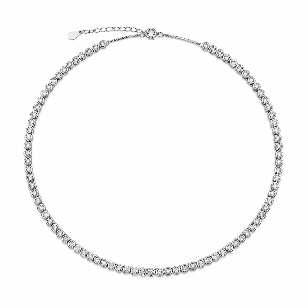 Sterling Silver Rhodium Plated Clear CZ Necklace