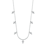 Sterling Silver Rhodium Plated Crosses Clear CZ Necklace