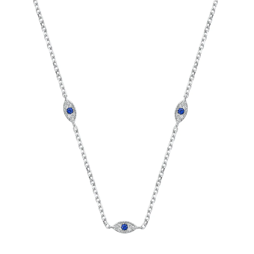 Sterling Silver Evil Eye Clear CZ Necklace