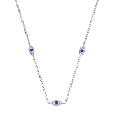 Sterling Silver Evil Eye Clear CZ Necklace