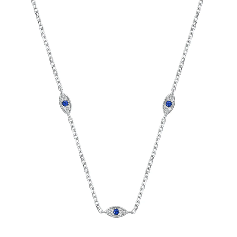 Sterling Silver Evil Eye Clear CZ Necklace