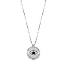 Load image into Gallery viewer, Sterling Silver Rhodium Plated Evil Eye Clear CZ Necklace