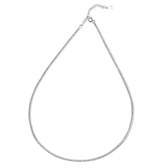Sterling Silver Rhodium Plated Clear CZ Necklace