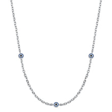 Load image into Gallery viewer, Sterling Silver Rhodium Plated Evil Eye Necklace