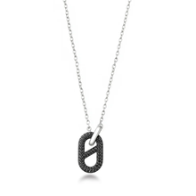 Load image into Gallery viewer, Sterling Silver Rhodium Plated Pave Paperclip Black CZ Necklace