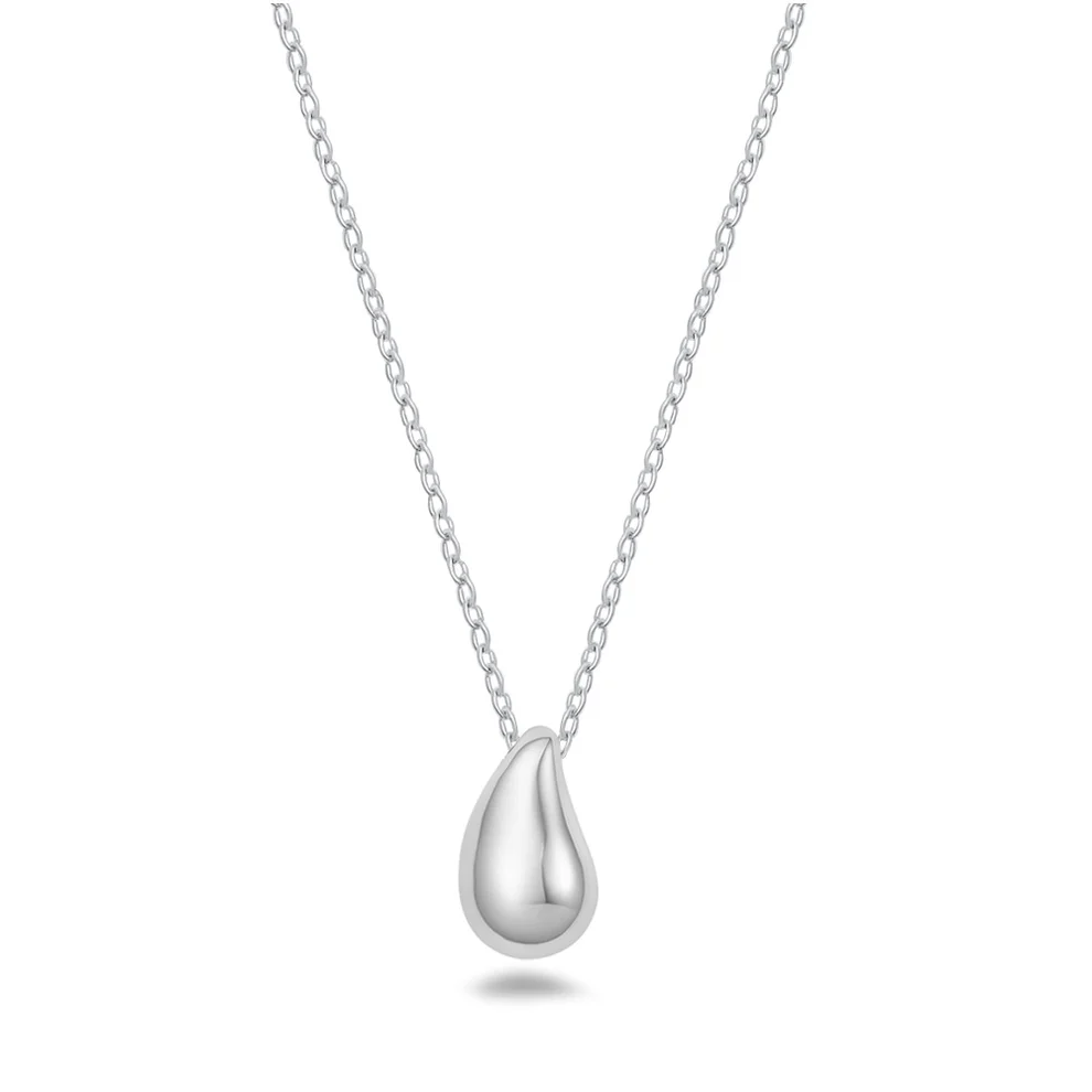 Sterling Silver Rhodium Plated Teardrop Necklace