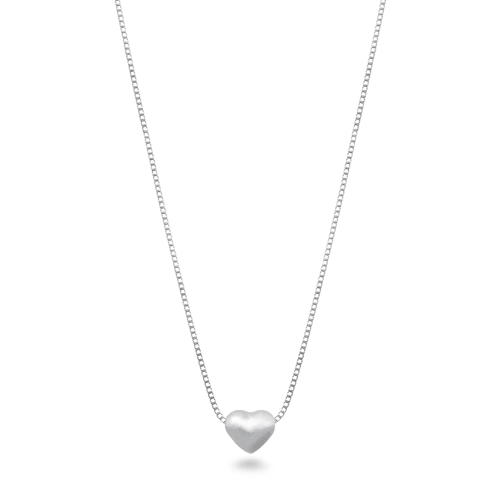 Sterling Silver Rhodium Plated Heart Necklace