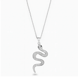 Sterling Silver Rhodium Plated Snake Necklace