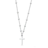 Sterling Silver Polished Rosary Necklace
