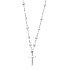 Sterling Silver Polished Rosary Necklace