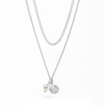Load image into Gallery viewer, Sterling Silver Polished Seashell And Pearl Necklace