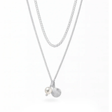 Sterling Silver Polished Seashell And Pearl Necklace