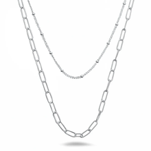 Load image into Gallery viewer, Sterling Silver Polished Double Chain Necklace