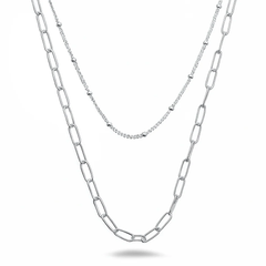 Sterling Silver Polished Double Chain Necklace