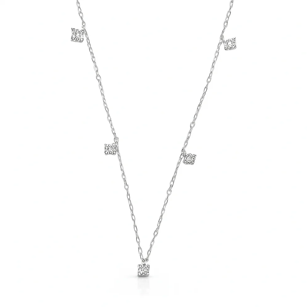 Sterling Silver Polished Clear CZ Necklace