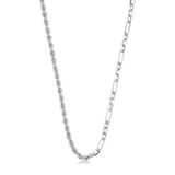 Sterling Silver Polished Rope And Paperclip Necklace