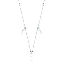 Load image into Gallery viewer, Sterling Silver Polished Crosses Necklace