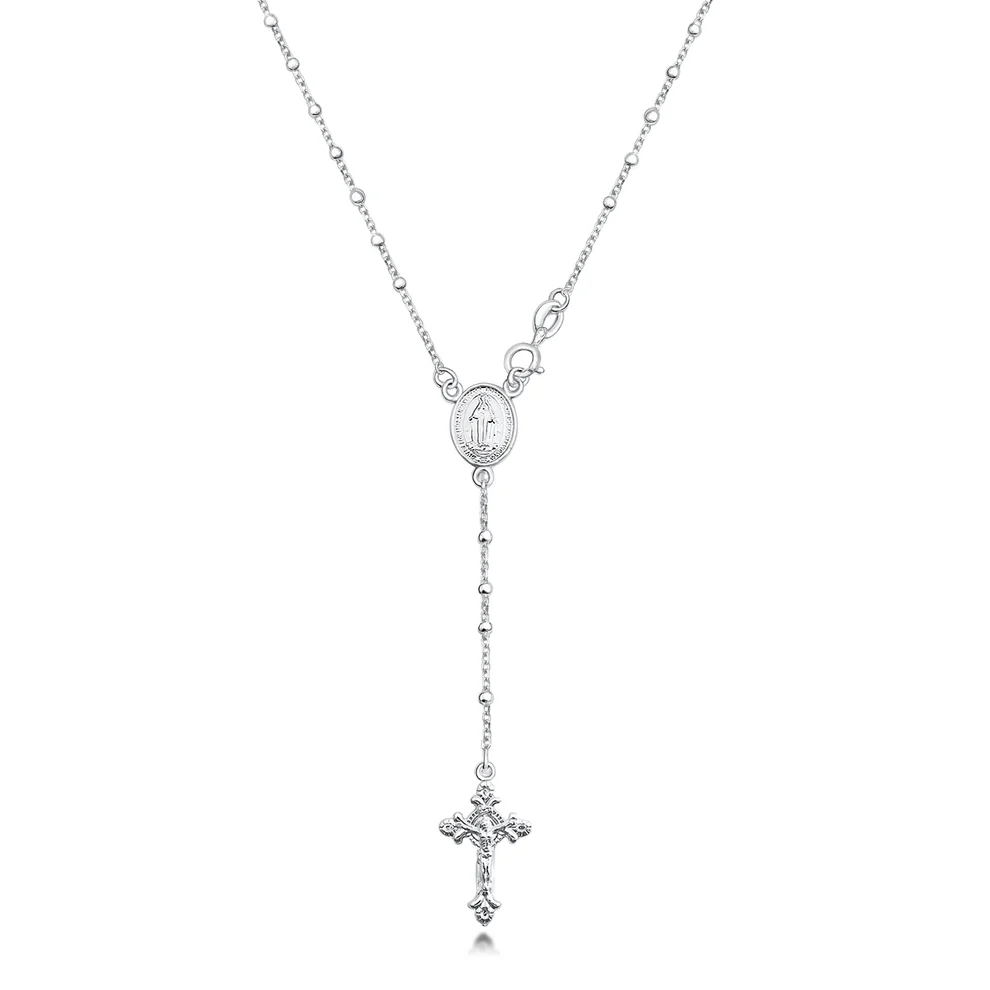Sterling Silver Polished 1.2mm Rosary Necklace