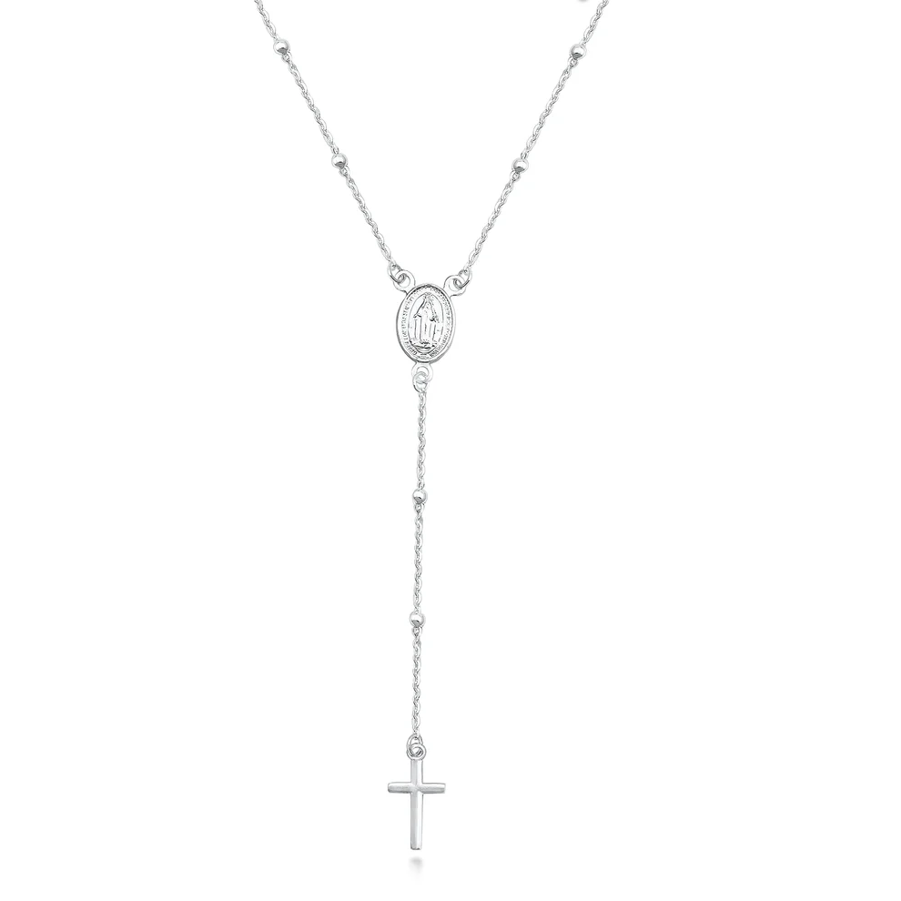 Sterling Silver Polished 2.4mm Rosary Necklace