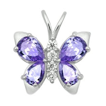 Load image into Gallery viewer, Sterling Silver Amethyst CZ Butterfly With CZ Pendant