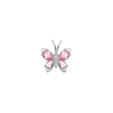 Sterling Silver Pink And Clear CZ Butterfly Pendant