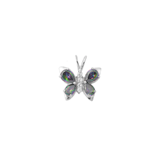 Load image into Gallery viewer, Sterling Silver Rainbow Topaz And Clear CZ Butterfly Pendant