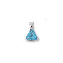 Load image into Gallery viewer, Sterling Silver Triangle Aquamarine CZ Pendant