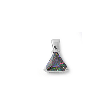 Load image into Gallery viewer, Sterling Silver Triangle Rainbow Topaz CZ Pendant