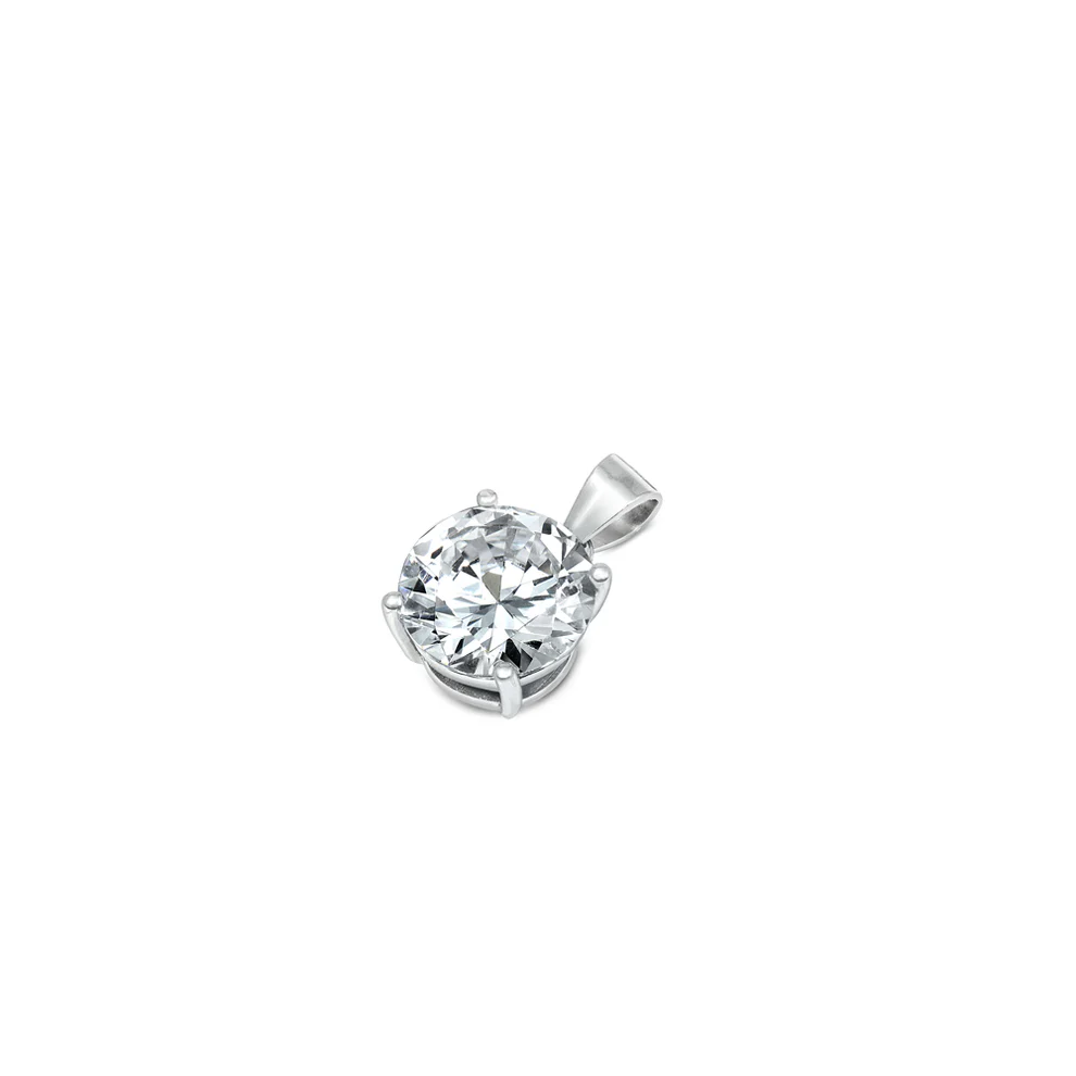 Sterling Silver Round Clear CZ Pendant