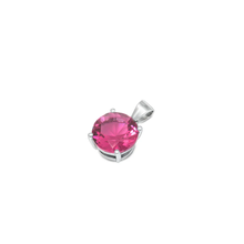 Load image into Gallery viewer, Sterling Silver Round Rose Pink CZ Pendant