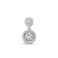 Sterling Silver Rhodium Plated 17mm Clear CZ Pendant