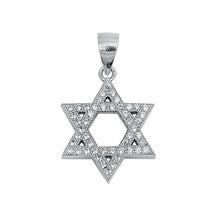 Load image into Gallery viewer, Sterling Silver Rhodium Plated Clear CZ Star Of David Pendant