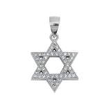 Sterling Silver Rhodium Plated Clear CZ Star Of David Pendant