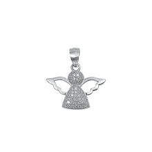 Load image into Gallery viewer, Sterling Silver Rhodium Plated Angel Clear CZ Pendant