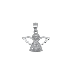 Sterling Silver Rhodium Plated Angel Clear CZ Pendant